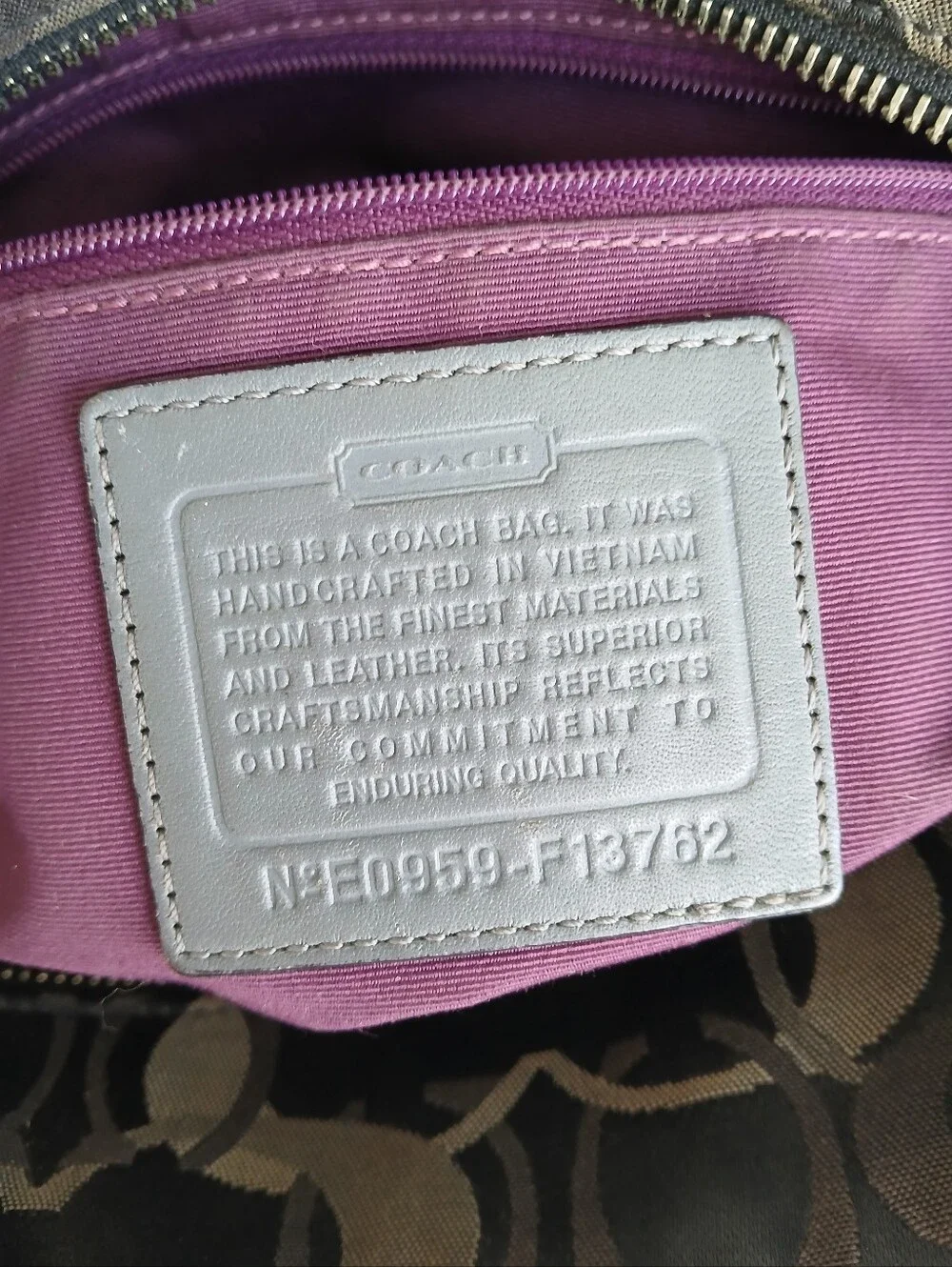 COACH Gallery Tote F13762 Signature Optic Jacquard Shoulder Bag Olive